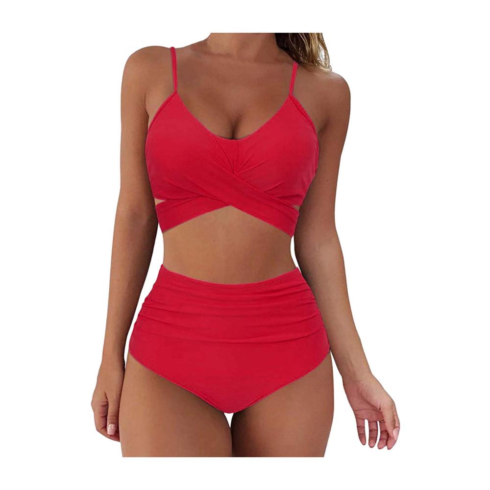 Einzigartiges Damen Bikini-Set Push-Up mit Neckholder Spitze und Schnitt - Zweiteiliges sexy Ensemble für festliche Badezeit - Tankinis-Set inklusive