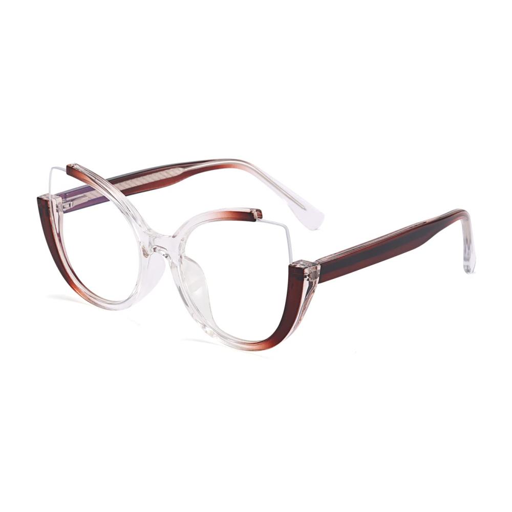 Entdecken Sie die neuesten verschreibungspflichtigen Brillenfassungen Retro Cat Eye Design für Damen mit Halbrahmen und blauem Lichtschutz - ein Must-Have Accessoire