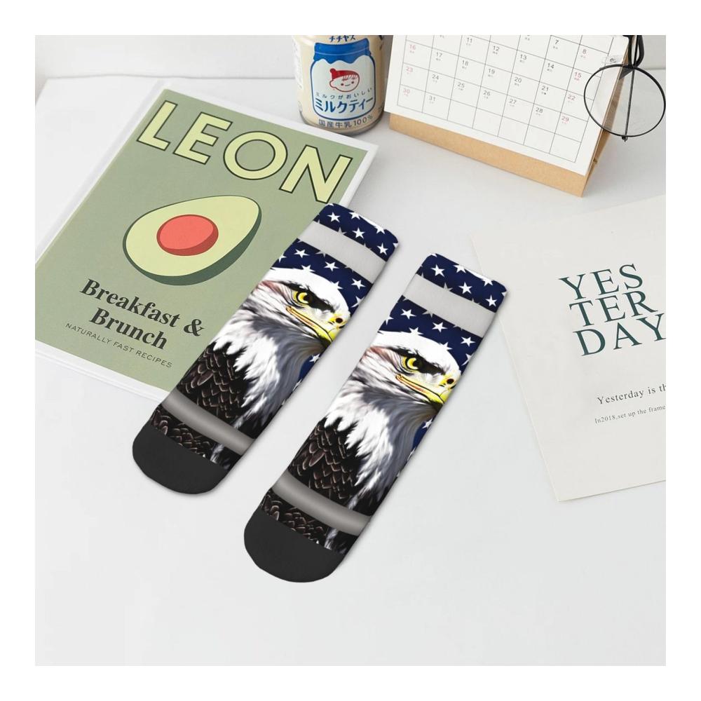 Knöchelsocken in Weißkopfseeadler-Flaggenmuster – Bequeme Socken mit amerikanischen Motiven für Erwachsene – Passend für Männer und Frauen – Einheitsgröße