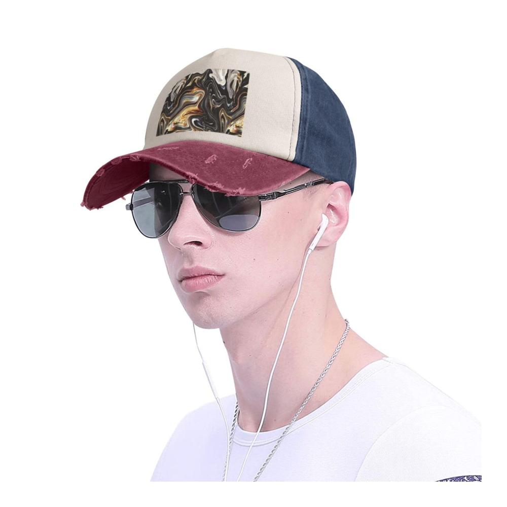 Abstrakte Marmor-Tinte Unisex Baumwoll-Denim-Baseballcap für Outdoor-Sport und Freizeitaktivitäten