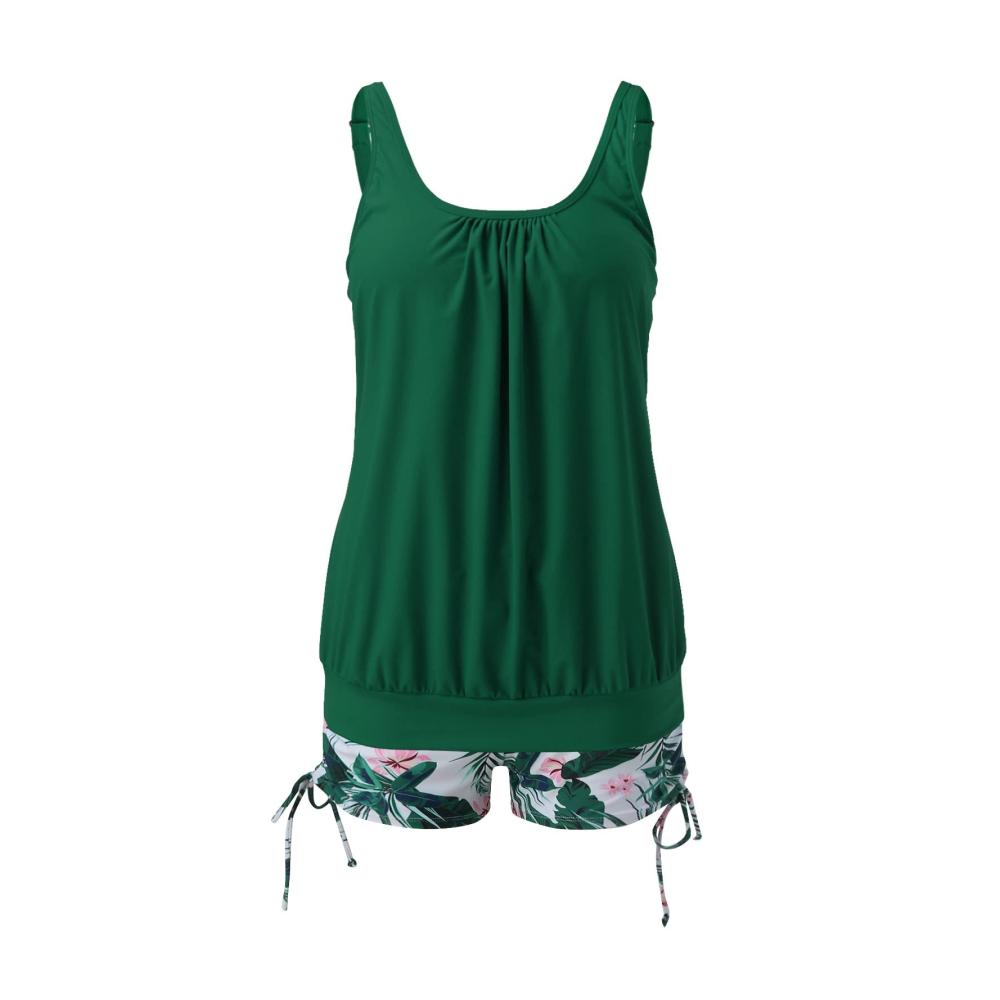 Damen Tankini Badeanzug Zweiteiler mit Streifen High Waist Bauchweg mit Hotpants zum Sonnenbaden Strand Bademode