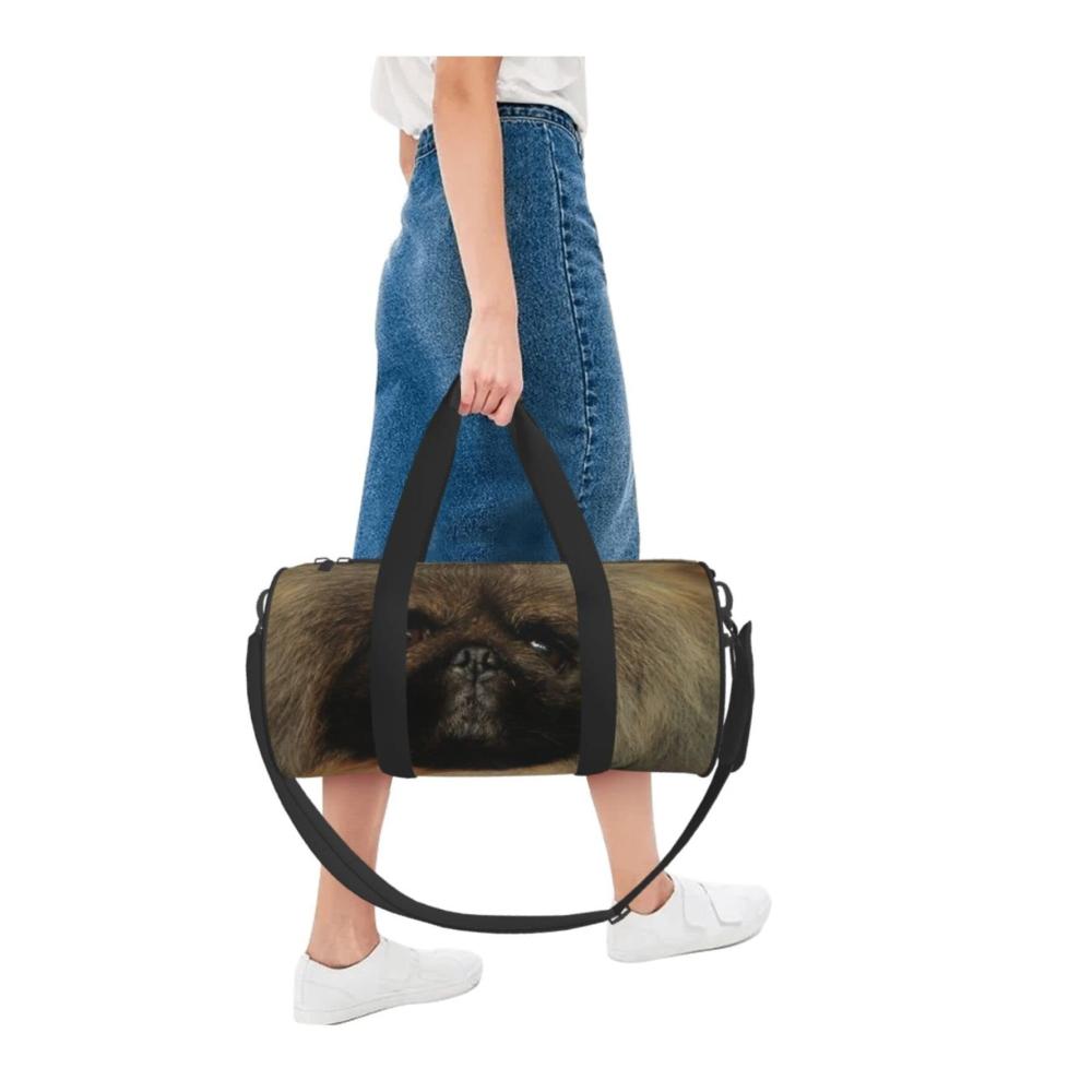 Elegante Reisetasche mit niedlichem Pekinese-Druck | Wasserdicht | Wochenendtasche & Handgepäck für Damen und Herren | Schwarz | Einheitsgröße | Ideal für stilvolles Reisen