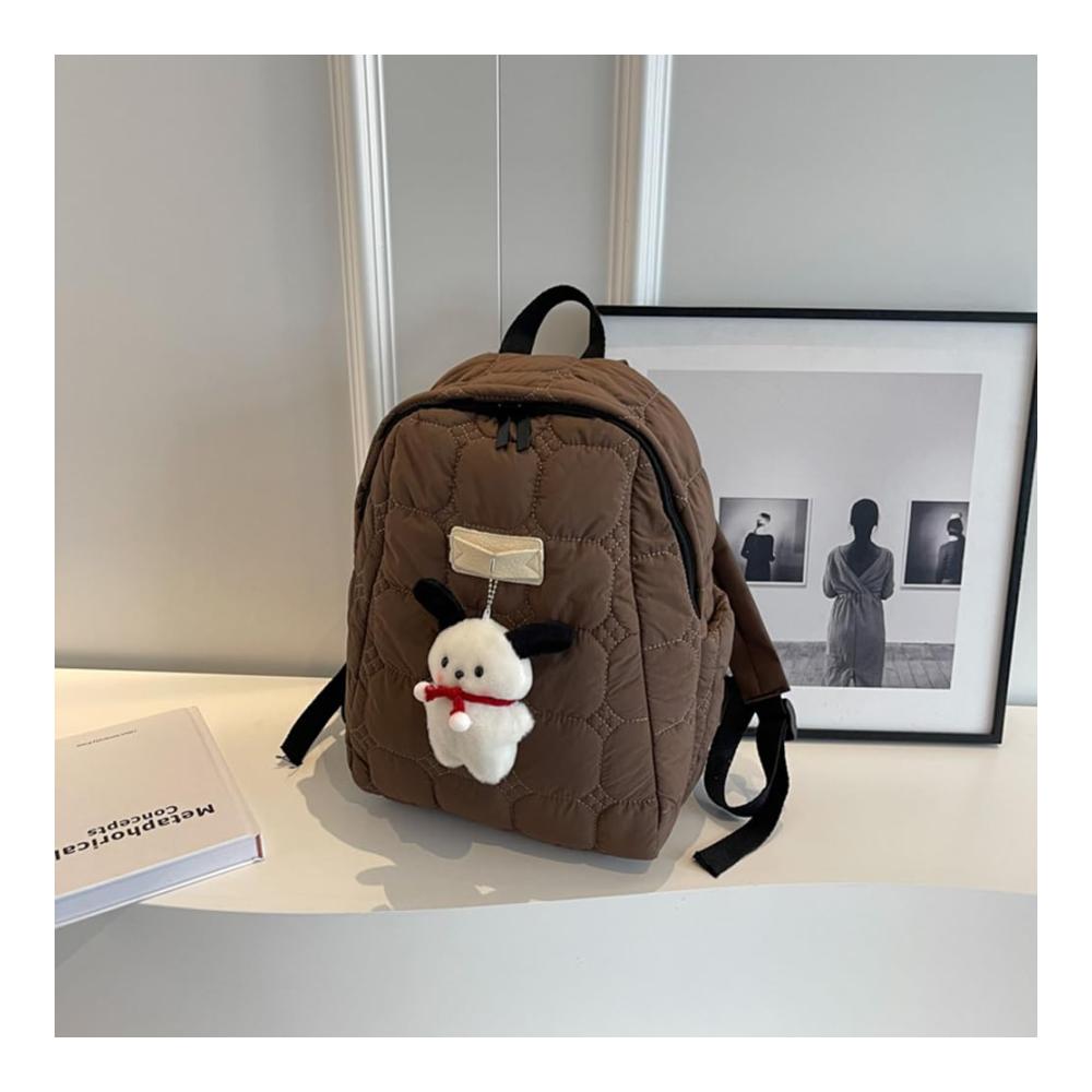 Gepolsterte Unisex-Rucksackhandtasche aus Baumwolle mit großem Fassungsvermögen Reißverschluss verstellbarem Riemen und lässigem Design für Damen und Herren