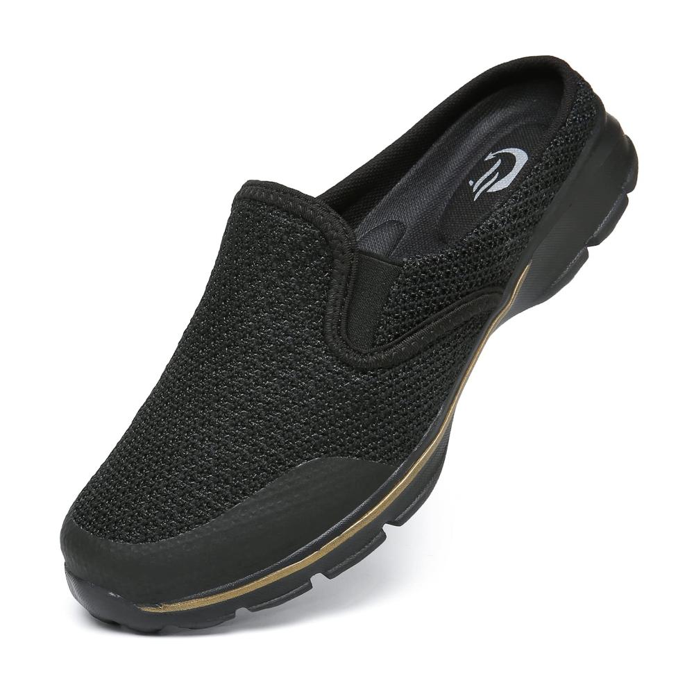 Damen & Herren Hausschuhe Atmungsaktive Clogs & Pantoletten mit rutschfester Sohle | Unisex Schwarz | Freizeit Garten & Alltag