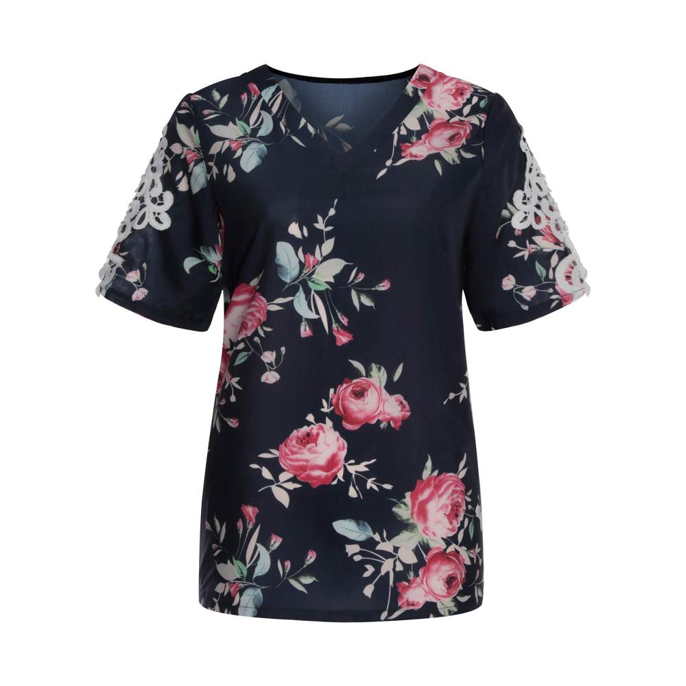 Damen T-Shirt Sommer Farbverlauf Bluse V-Ausschnitt Oversize Tee Sportlich Leichte Kurzarm Oberteile - Ein Must-have für den Sommer