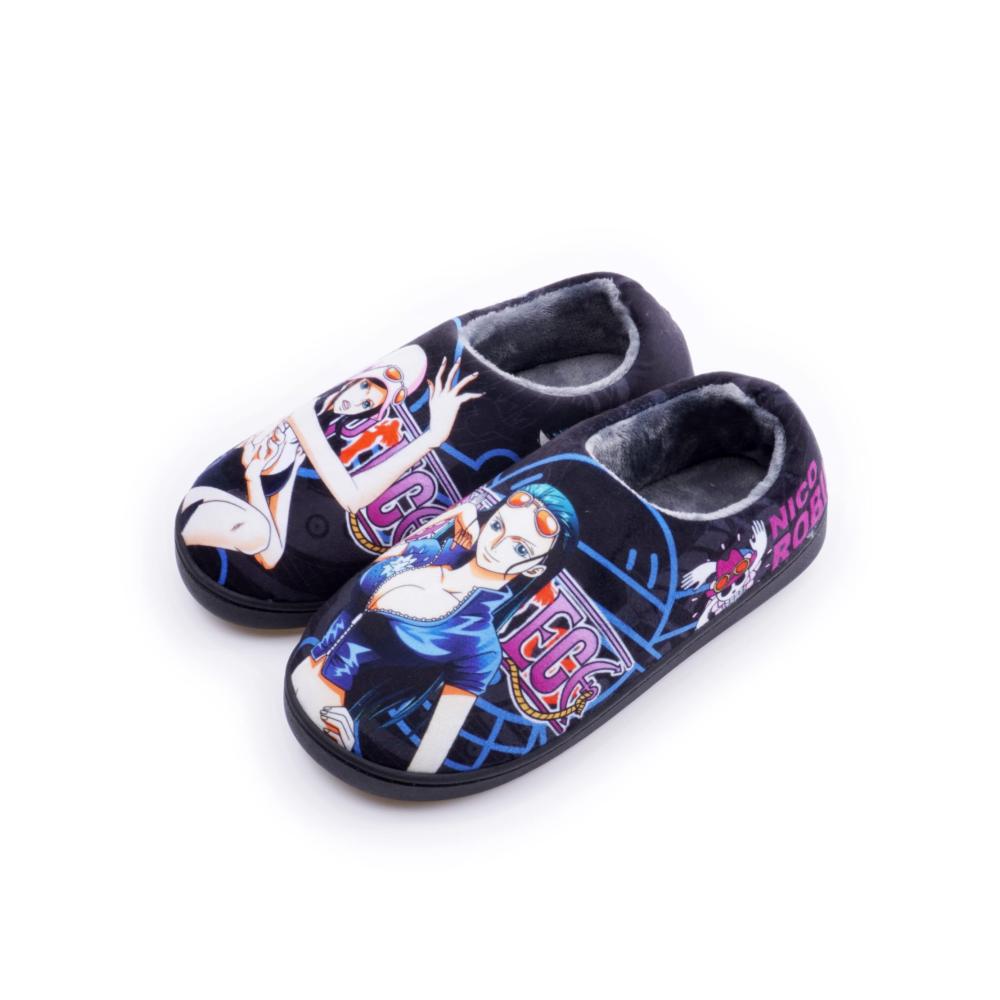 Behagliche Anime One Piece Hausschuhe mit flauschigem Design für ultimativen Komfort und Stil | Rutschfeste Gummisohle geschlossene Zehe offener Rücken | Perfekt für drinnen | Unisex Euro 42-43