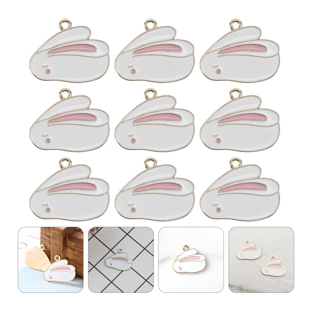 Hochwertige Kaninchen-Öltropfen-Anhänger 10 Stück entzückende Tiercharms aus Emaille für individuelle Schmuckstücke! Perfekt für Ostern und Weihnachten