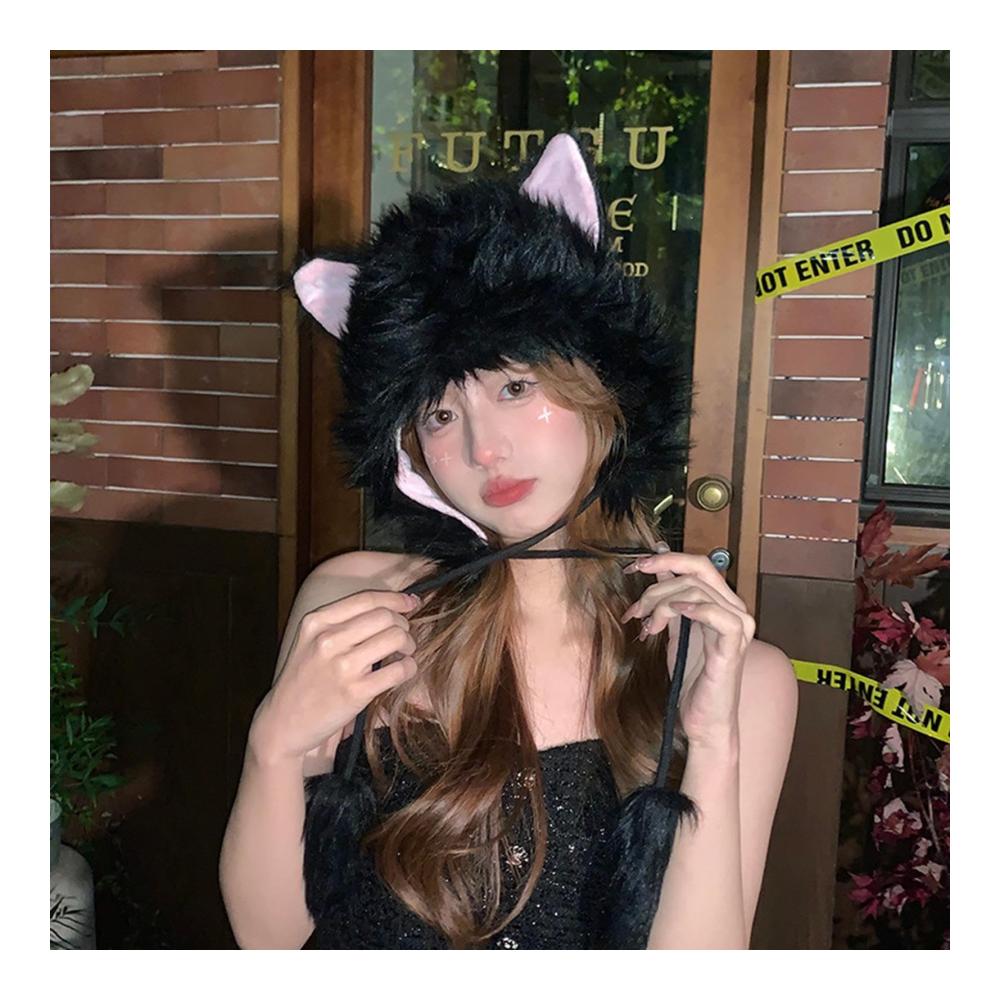 Entdecke die Wärme Flauschige Strickmützen mit Tierohren für kalte Tage und festliche Anlässe - Perfekt für Outdoor-Mode Tanzen Halloween Party und Weihnachten