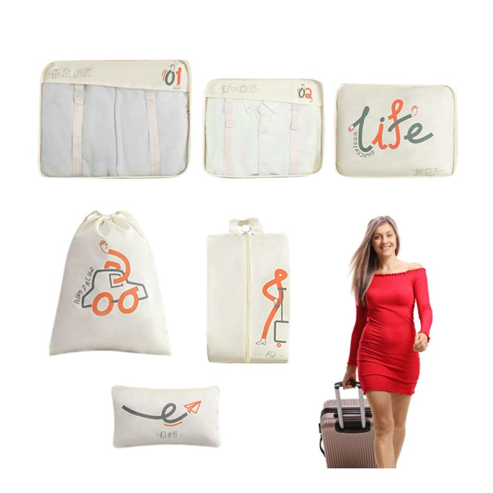 Effizientes Reisen mit Stil Kofferorganizer-Set mit 6 Packwürfeln für Unterwäsche und Kleidung | Praktische Taschen für gepflegtes Gepäckmanagement