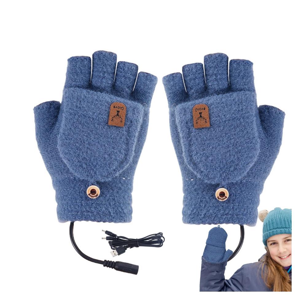 Beheizte Halbfinger-Laptophandschuhe / -fäustlinge aus Kaschmir für den Winter atmungsaktive Laptop-Fäustlinge mit halben Fingern & volle Winterhandschuhe