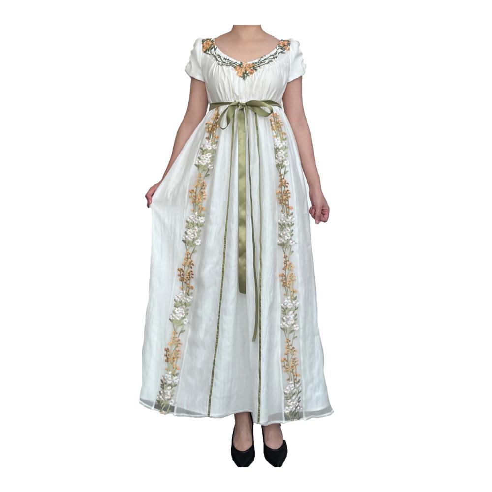 Elegantes Damen Freizeitkleid Vintage Charme mit hoher Taille im Regency-Stil. Perfekt für den historischen Flair und zeitlose Eleganz