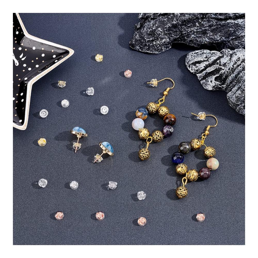 Verbessern Sie Ihr Ohrringerlebnis mit 80 Stück Silikon Ohrringverschlüssen! Weich bequem und in 4 Farben erhältlich. Idealer Ersatz für Studs und Hoops. Erleben Sie Komfort und Stil