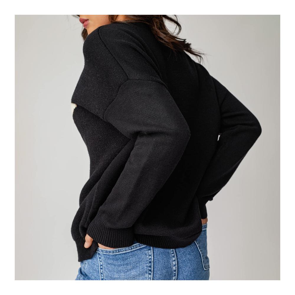 Einzigartiger Damen Vintage Stern Pullover Leicht Oversized mit Buchstaben-Druck! Stilvoller Langarm Rundhals-Strickoberteil