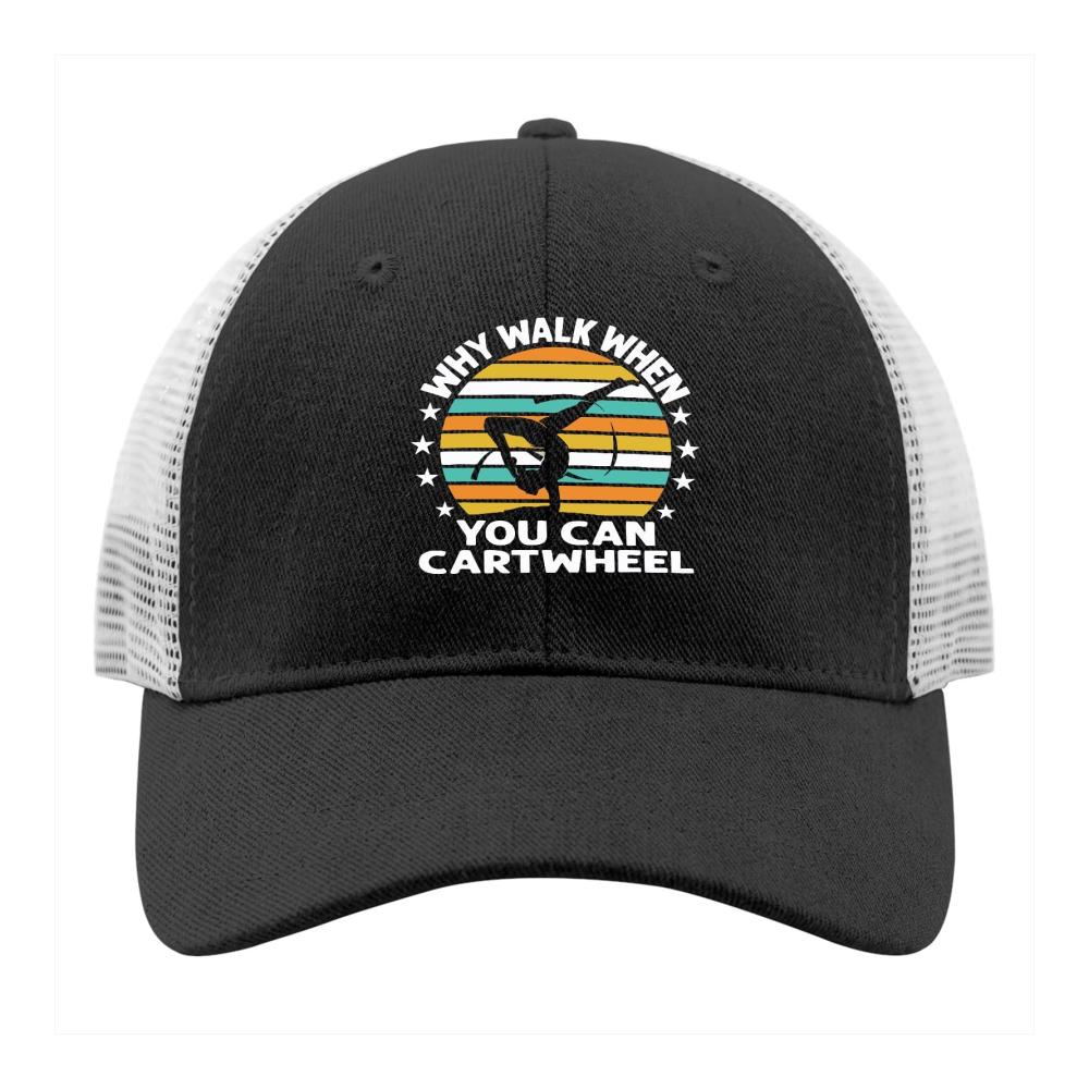 Coole Baseball Caps mit Why Walk When You Can Cartwheel-Print Retro-Snapbacks für Teenager in Allblack (Einheitsgröße