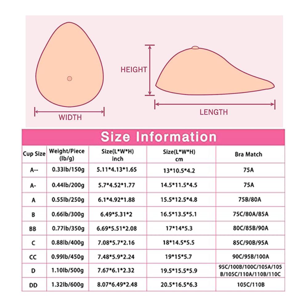 Maximale Brustvergrößerung! Silikon BH-Einlagen Natürliche Formen für Crossdresser Mastektomie & mehr. Transparente Wassertropfenform 300g/Piece