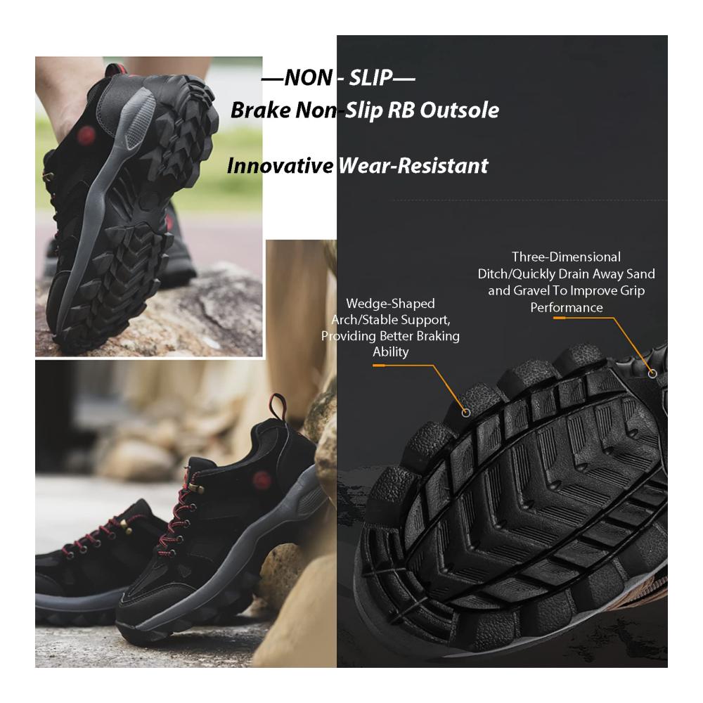 Ultimative wasserdichte Herren-Trekking- & Wanderschuhe | Leicht & strapazierfähig | Ideal für Outdoor-Abenteuer | Schwarz Größe 48