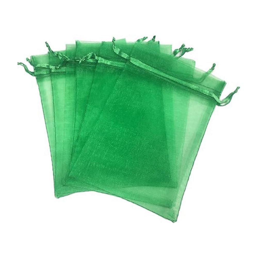 100 Perlengarnbeutel aus Organza grün 13 x 18 cm mit Kordelzug und hochwertiger Verarbeitung