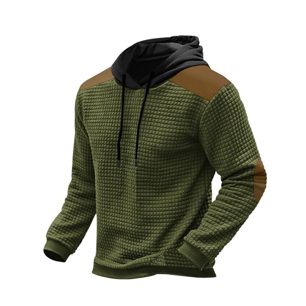 Stilvoller Herren Sweatshirt Klassisches Kapuzen Hoodie mit Waffelstruktur für Herbst-Looks. Casual Kordelzug und Vintage-Spleißen für einen lässigen All-Match-Look