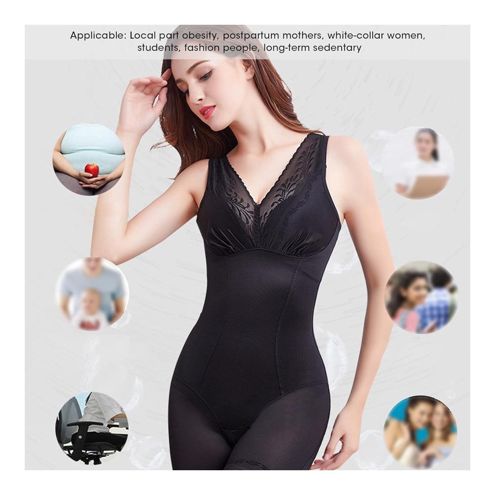 Figurformende Bodys V-Form offenes Dekolleté Bauchkontrolle hohe Elastizität Nylon Postpartum Taille Trainer Büste Schwarz Größe M