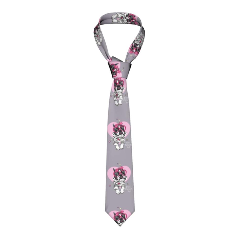 Entdecke den Stil Elegante Französische Bulldogge mit Herzbrille Herren-Krawatte – Originelle Seide für Arbeit und Party