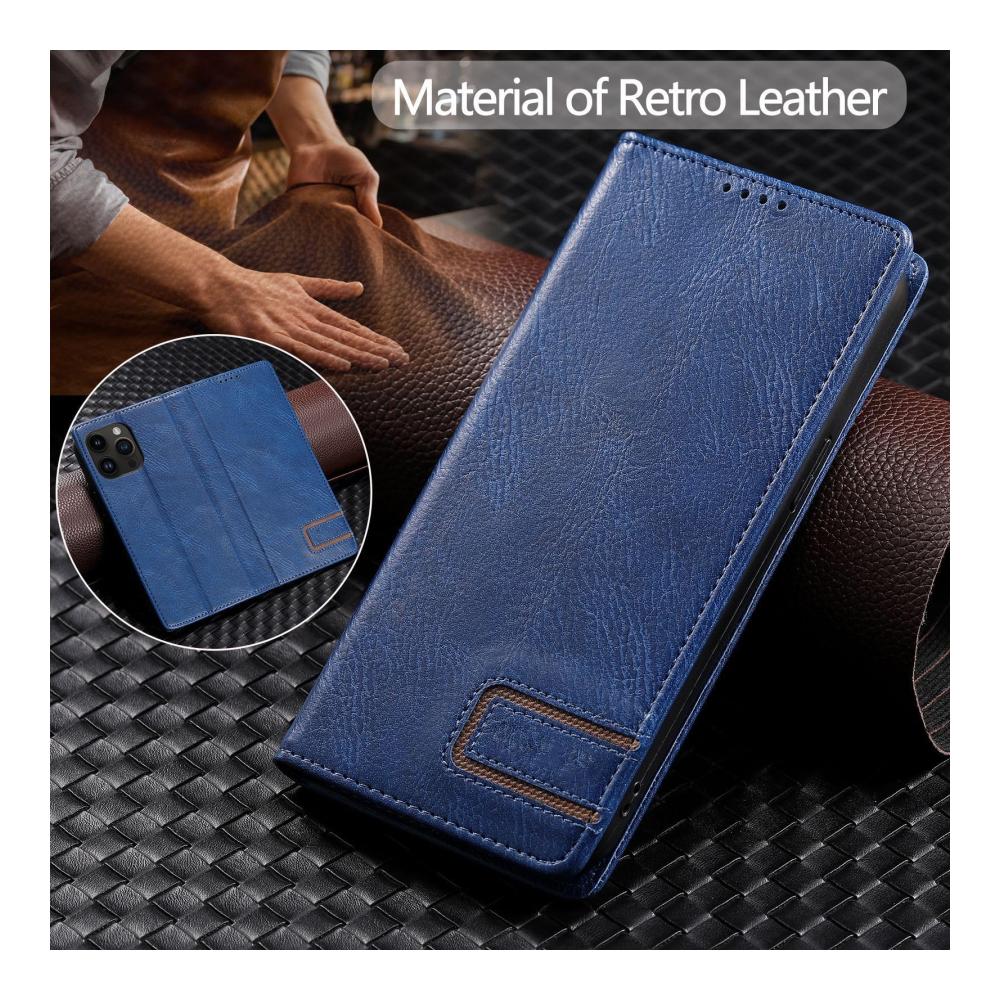 Stilvoller Schutz Premium Leder Kreditkartenhülle für iPhone 14 Serie - Magnetische Abdeckung RFID-Blockierung Ständerfunktion - Grau 14.6 Zoll
