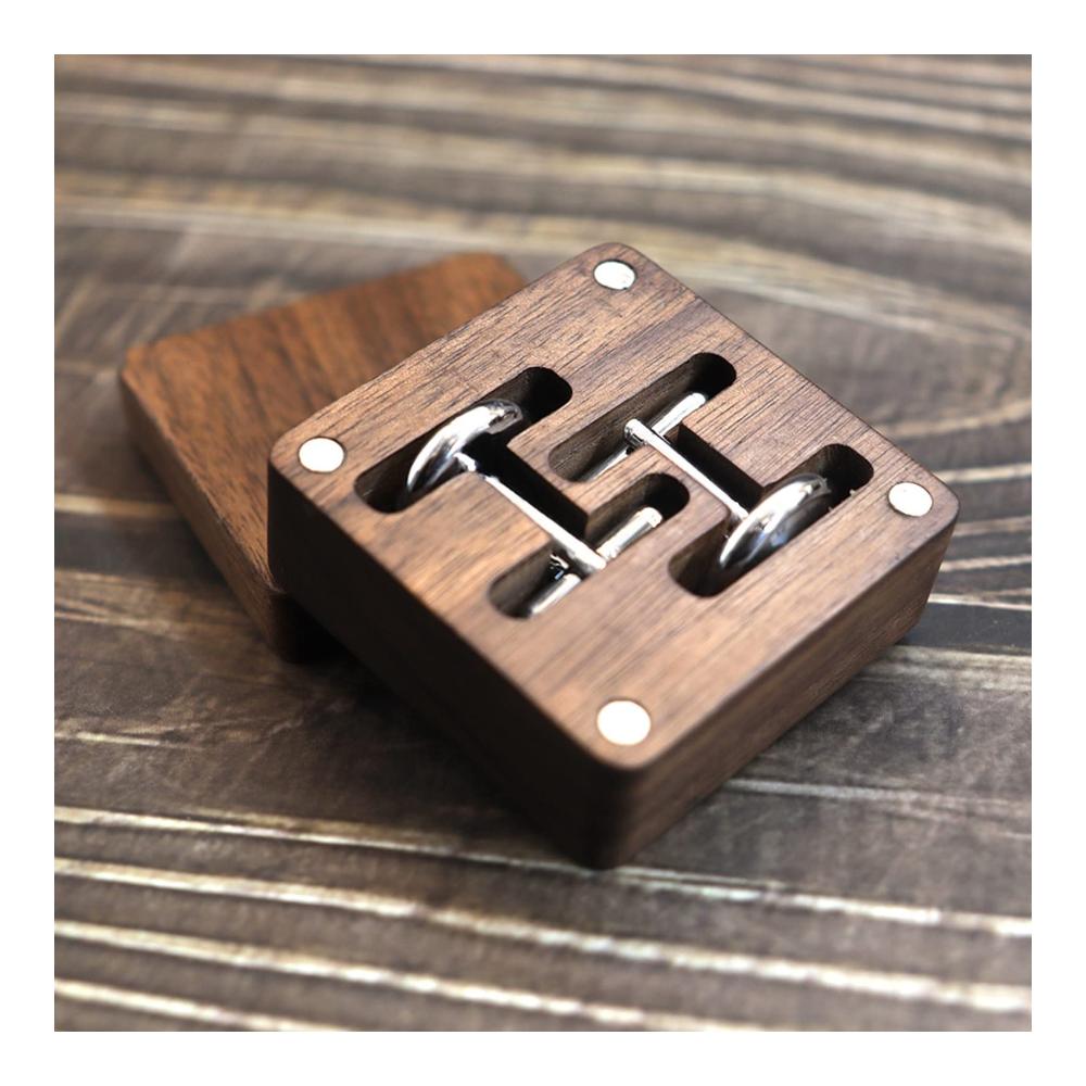 Exklusive Manschettenknöpfe Box aus Massivholz Edle Aufbewahrung für Ihre Sammlung. Perfektes Geschenk für Hochzeit & Trauzeugen