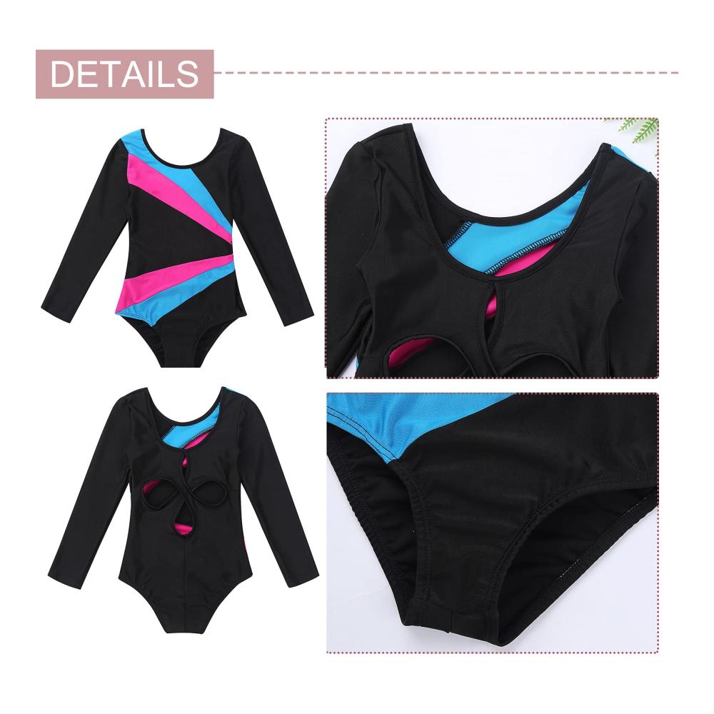 Happy Cherry Leotards für Mädchen Glänzender Langarm-Gymnastikanzug & Ballettbody für Ballerina Tanz & Klassischer Stil Größe 3-16 Jahre