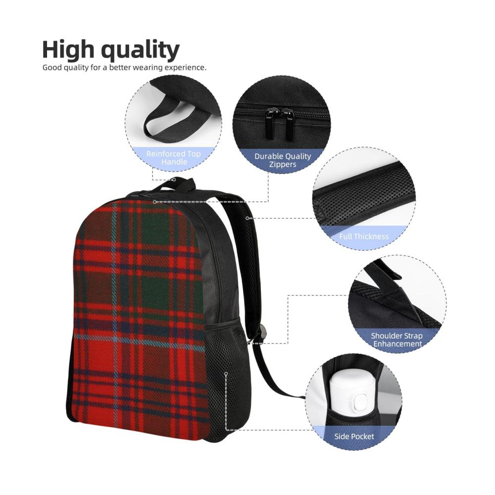 Entdecke den perfekten Begleiter für deine Abenteuer Leichter Tagesrucksack in Rot-Grün Karo für Schule Reisen Wandern und Camping! Praktisch und stylisch