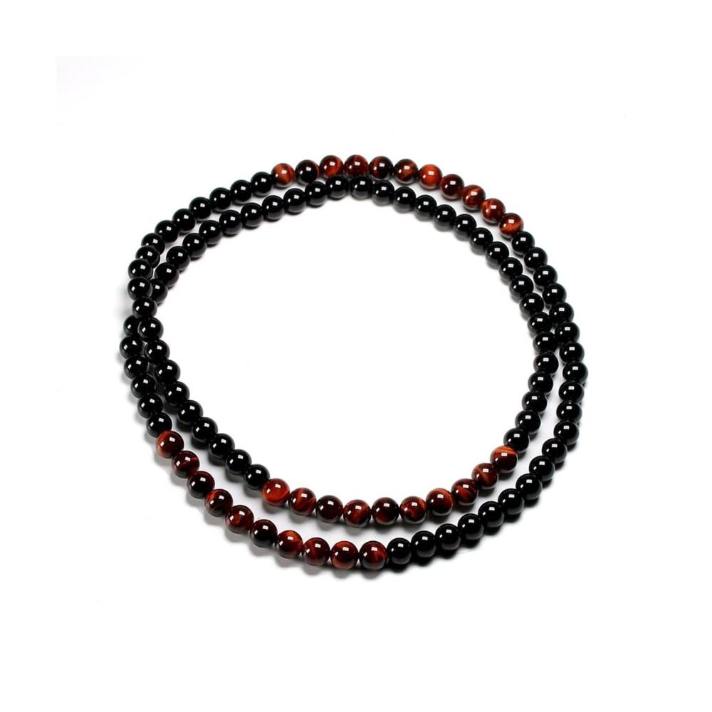 Edles Tigerauge-Armband mit Onyx & rotem Stein 8MM Perlen. Stilvolles Accessoire für Männer & Frauen. Natürlich & zeitlos schön. Holen Sie sich Ihr exklusives Armschmuck heute