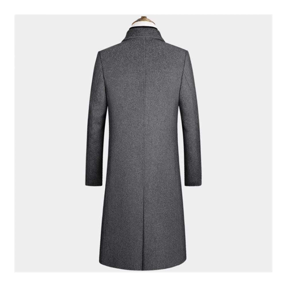 Herren Wintermantel aus Wolle langer Trenchcoat Business Casual dicke Jacke aus Wollmaterial mit Windschutz