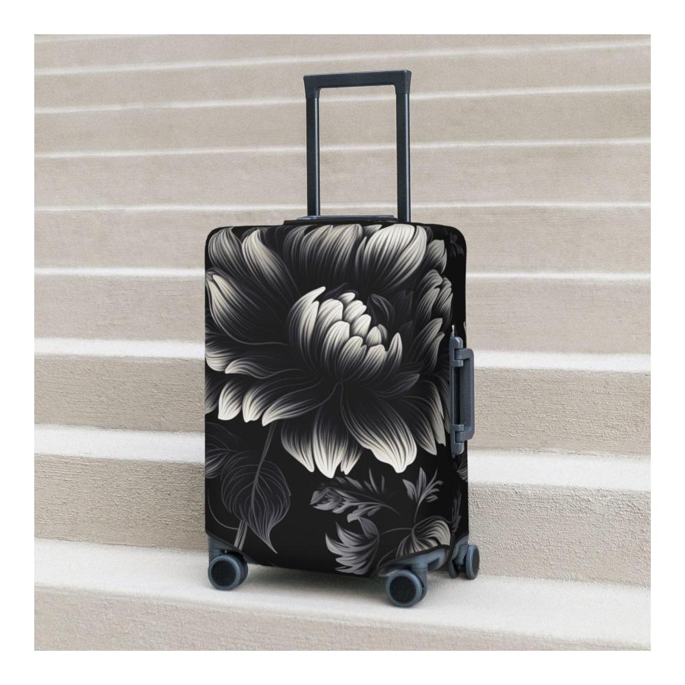 Schützen Sie Ihr Gepäck stilvoll unterwegs! Elastische Koffer-Abdeckung mit Blumenmuster für 457–813 cm große Gepäckstücke. Jetzt in Schwarz erhältlich