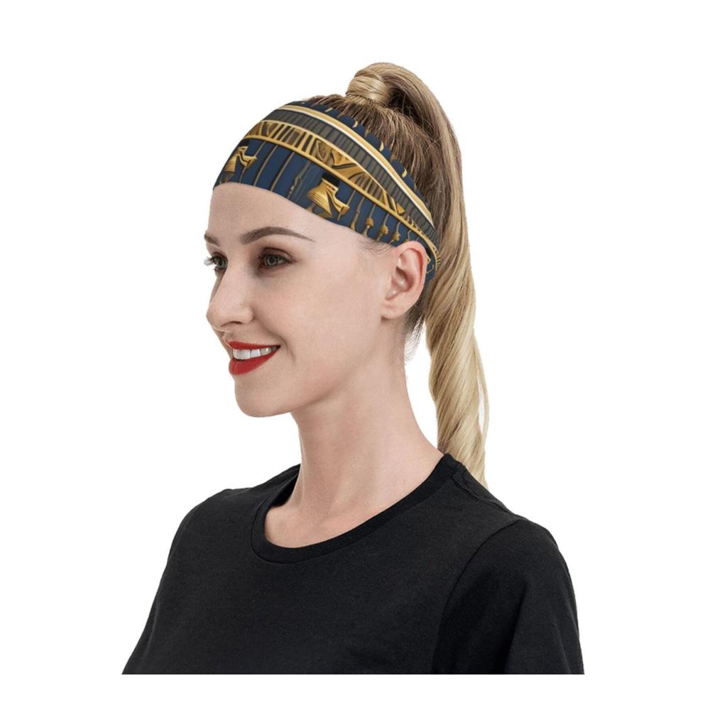 Ägyptische Pharaonische Fresken Stirnband Elastisches Feuchtigkeitsableitendes Haarband Geeignet für Laufen Fitnessstudio Yoga Herren Damen