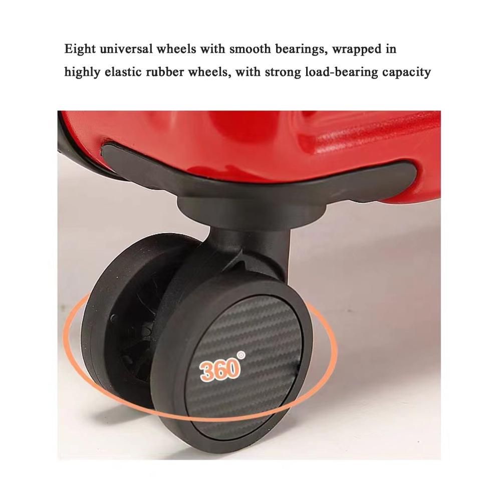 2-teiliges Gepäck-Reise-Set für Studenten Spinner-Koffer 18 / 20 + Kosmetiktasche 14 mit Code-Schloss in Pink