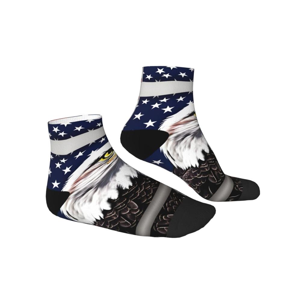 Knöchelsocken in Weißkopfseeadler-Flaggenmuster – Bequeme Socken mit amerikanischen Motiven für Erwachsene – Passend für Männer und Frauen – Einheitsgröße