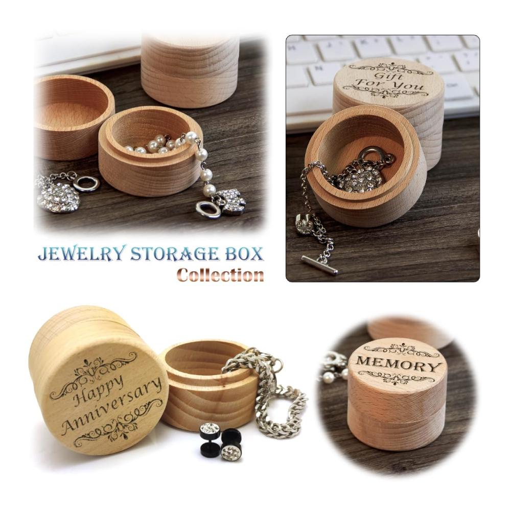 Holz Schmuckschränke Edle Aufbewahrung mit Lasergravur. Stilvolles dekoratives Muster. Perfekte Geschenkbox für Ringe und Ketten. Organizer par excellence