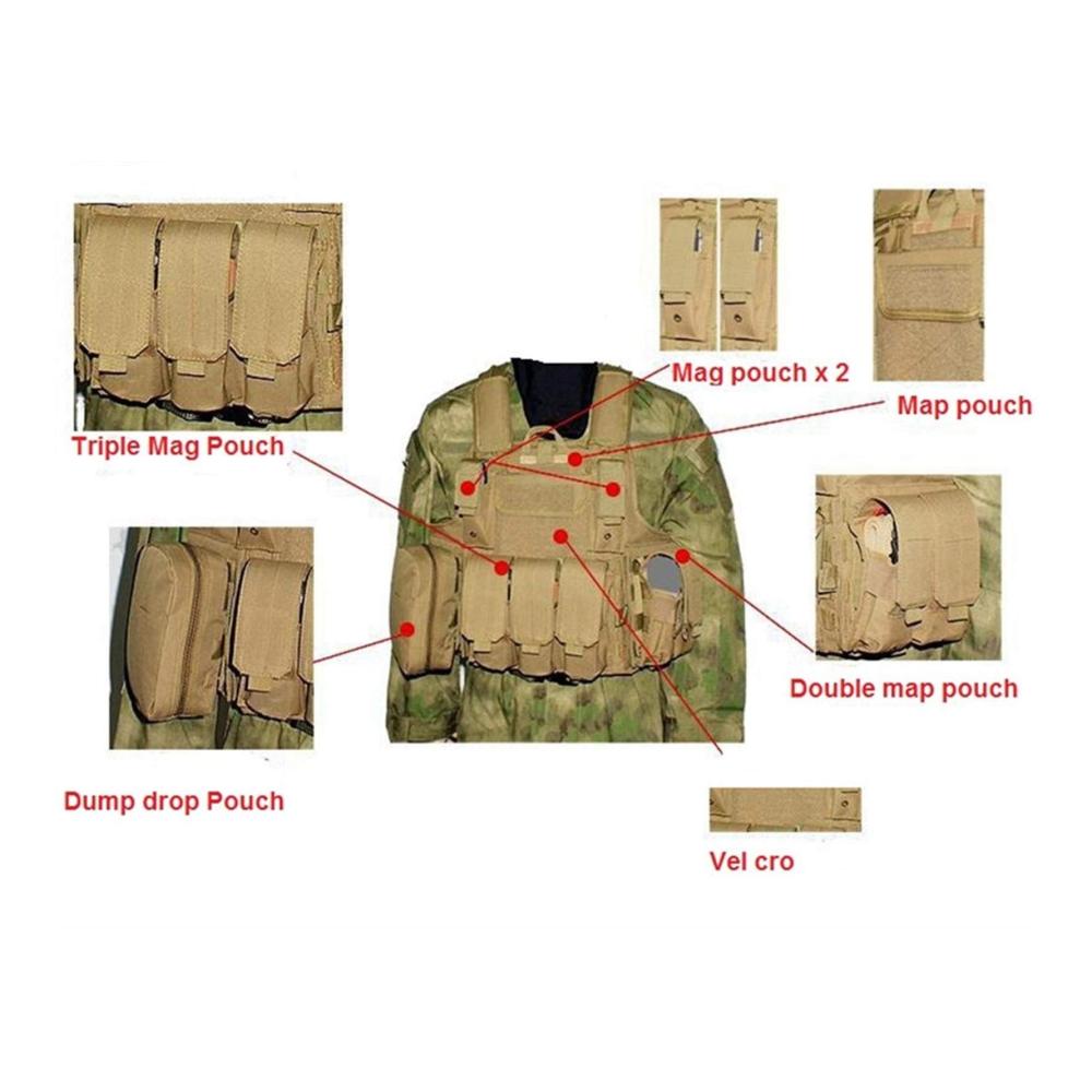 Ultimative taktische Weste für Airsoft & Jagd Lösbare Rüstung Magazintaschen & mehr! In Tan Einheitsgröße - Top Ausrüstung für den Einsatz