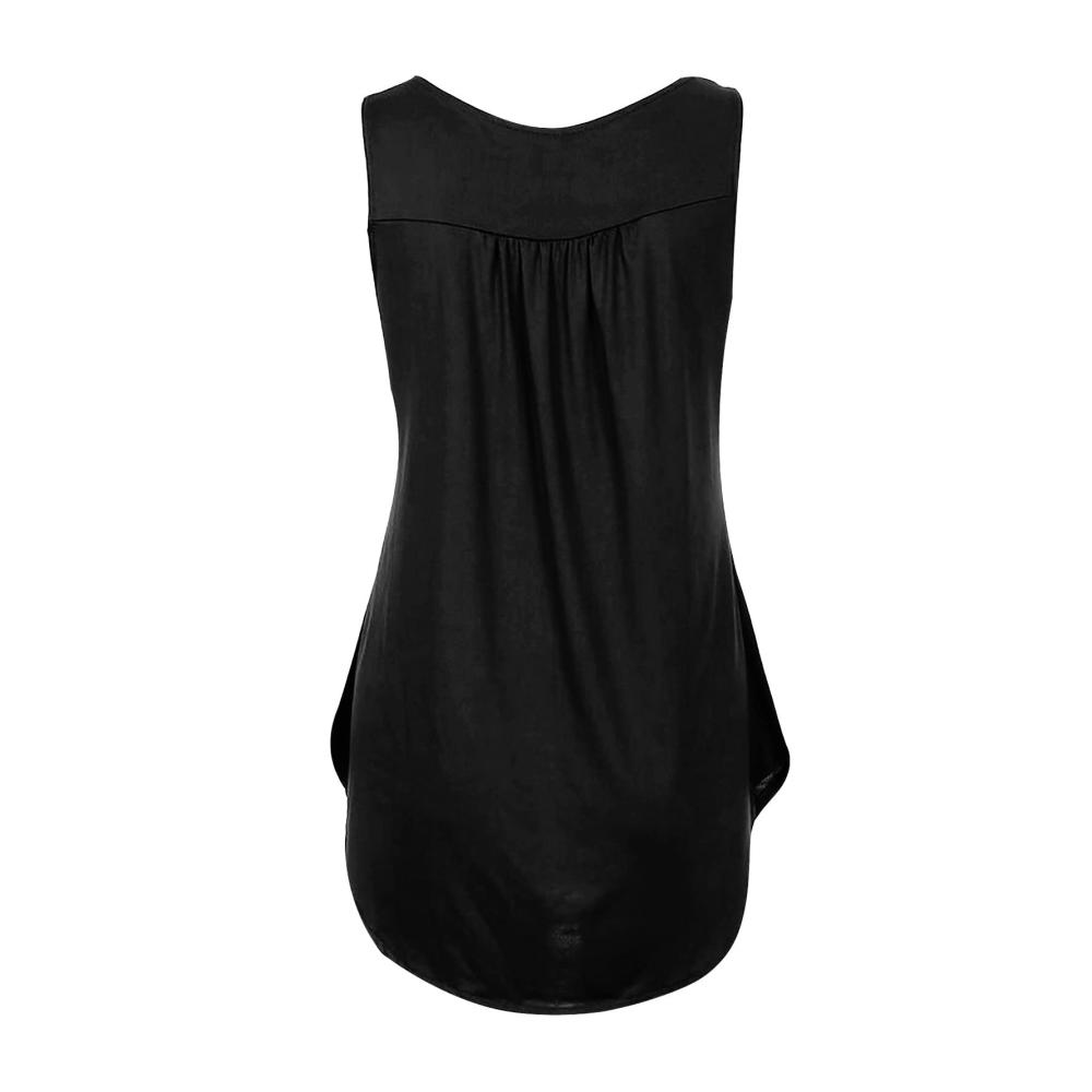 Entzückender Pullover Damen Sommer Basic Shirt - Lässiger ärmelloser Knopf-Pullover mit gerafftem V-Ausschnitt für eine lockere Passform! Perfekt für jede Gelegenheit