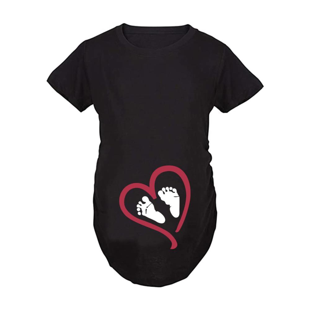 Entzückende Schwangerschaftsmode Lustige T-Shirts mit süßen Motiven für werdende Mütter - Fußabdruck Serie von Q.KIM