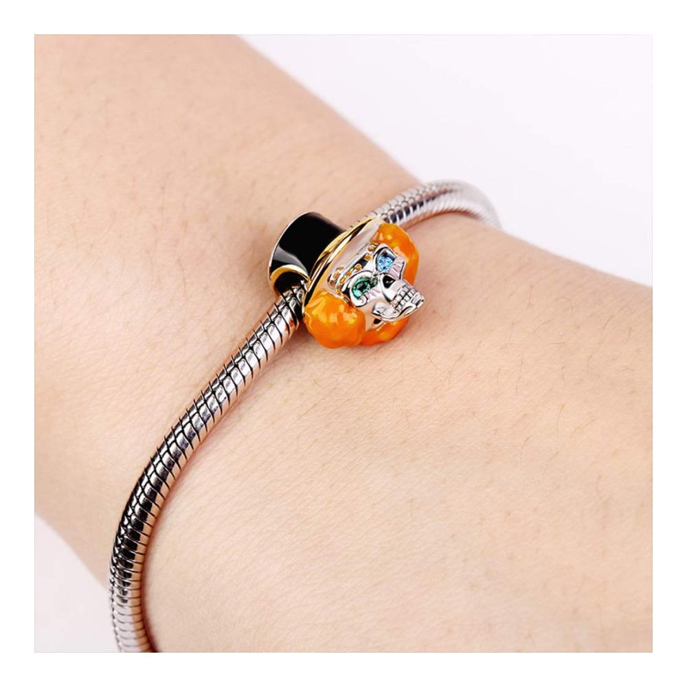 Einzigartige Bezauberung GNOCE Schädel mit Magischem Hut Charm Perle aus S925 Sterling Silber - Stilvoller Charm für individuellen Schmuck