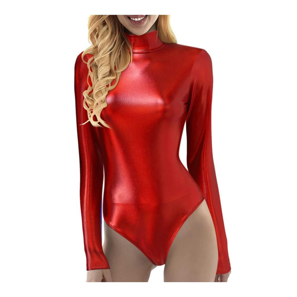Glänzendes Ballettanzug Damen Langarm Bodysuit Perfekter Tanzbody für Eleganz & Komfort! Metallic Leotard für Damen Stilvoll und bequem ideal für Ballett und Tanz. Jetzt erhältlich
