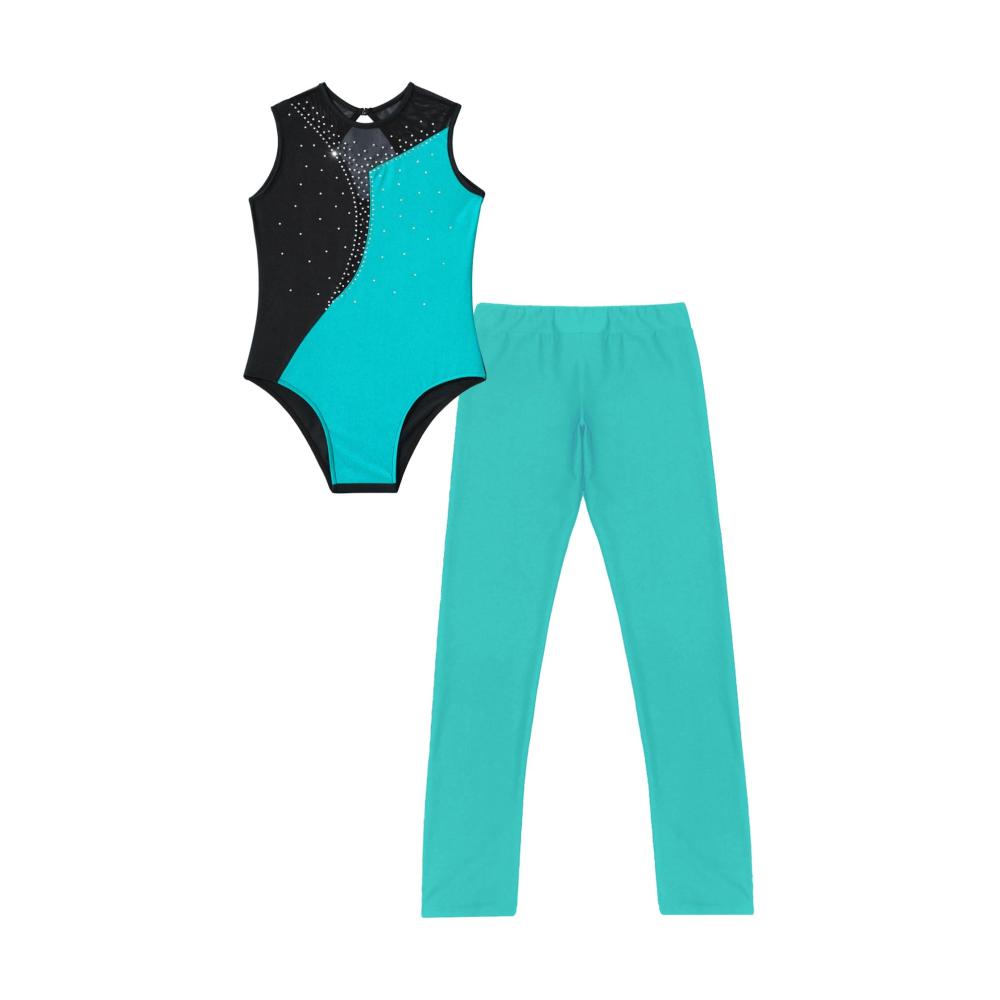 Perfekte Passform Ärmelloser Mädchen Turnanzug mit Leggings - Elegantes Ballett Leotard für Gymnastik Tanz & mehr