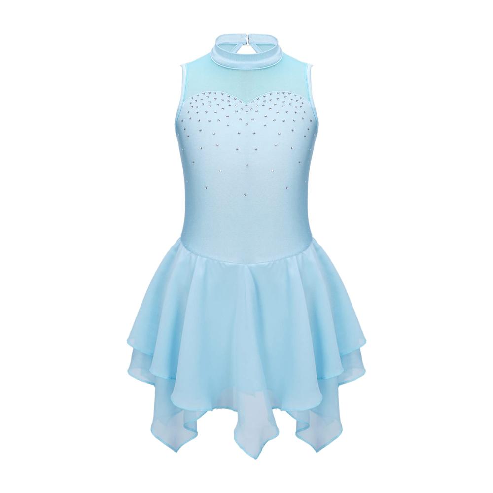 Entzückendes Mädchen Eiskunstlauf Kleid Glitzerndes Rollschuhkleid mit Tutu Rock und mehr! Perfekt für Ballett Tanz und Eislaufen. Stilvoll und funkelnd