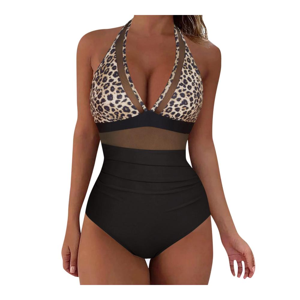 Elegantes Damen-Monokini mit figurformender Mesh-Hohlnaht und Push-Up-Funktion für große Größen