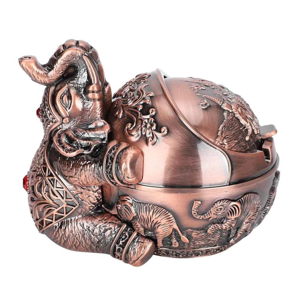 Stilvoller Taschenaschenbecher Vintage Metal Tragbar Mit Deckel – Perfekte Home & Office Dekoration! Holen Sie sich jetzt Ihren Elefanten-Zigarettenaschenbecher
