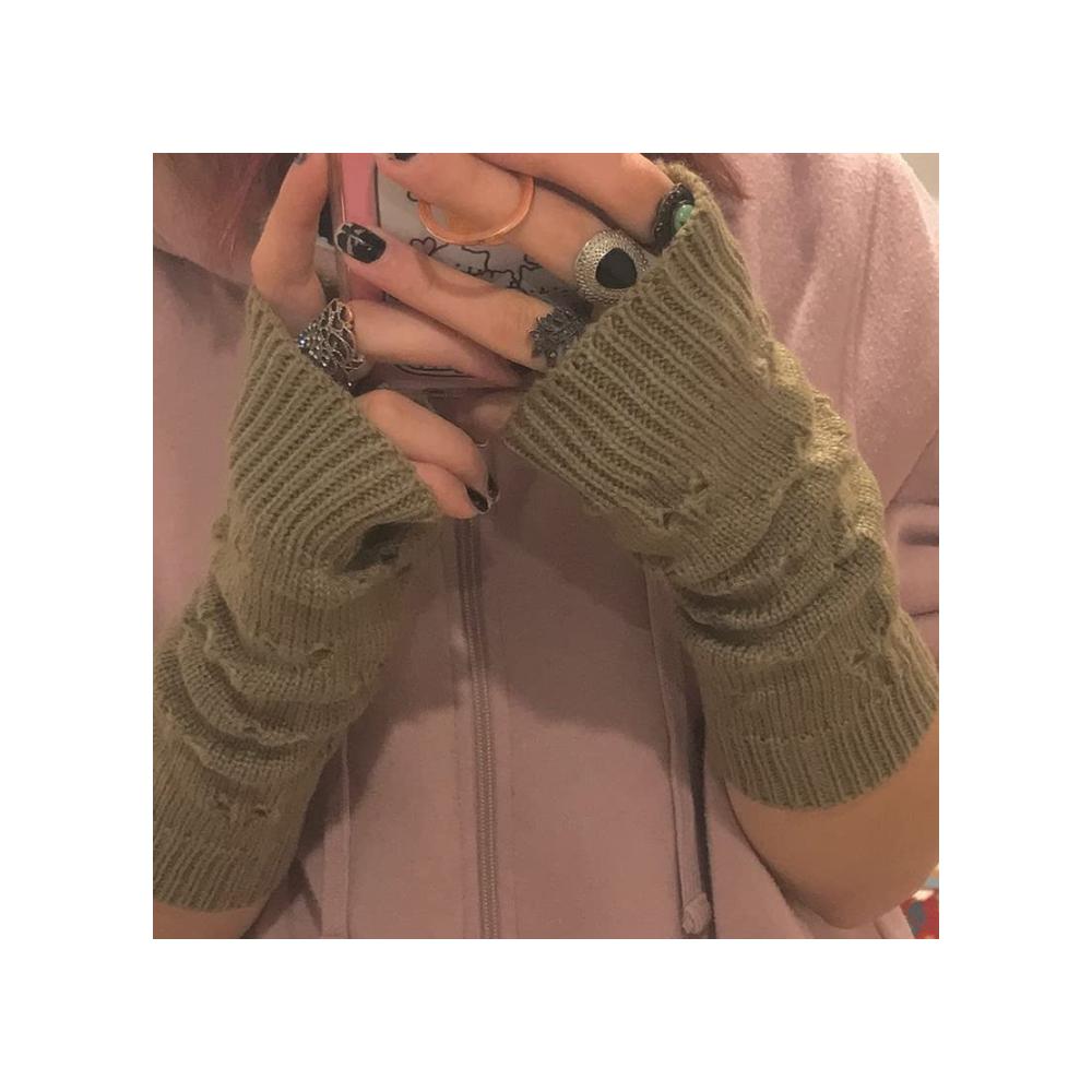 Erstklassige Winterhandschuhe für Damen & Mädchen Warm Strick Herz-Design & Fingerlos! Perfekte Kombination aus Stil und Wärme für kalte Tage