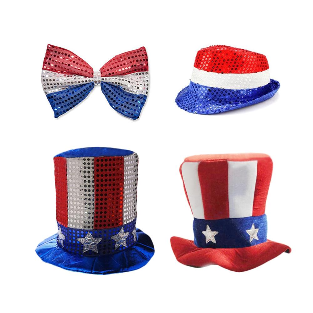 Vintage Fliegen für den Independence Day! Leichtes Design mit US Flaggen ideal für Weihnachten & Vergnügungspark. Rote & blaue Pailletten-Fliege für stilvolle Feierlichkeiten