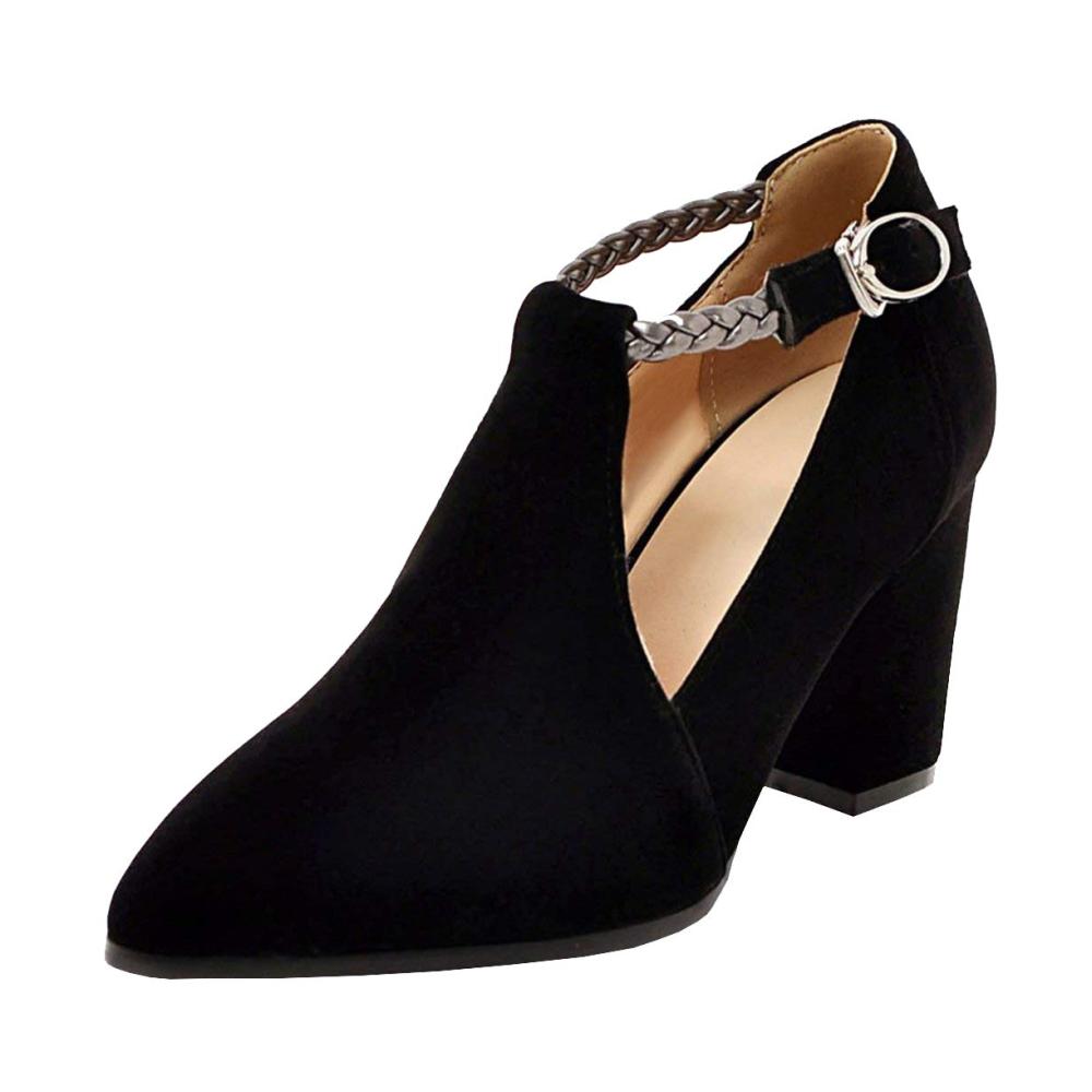 Damen T-Spangen Pumps High Heels mit Blockabsatz und Riemchen - 8 cm Absatz spitze Zehen elegante Pumps für Abend Hochzeit Cocktail