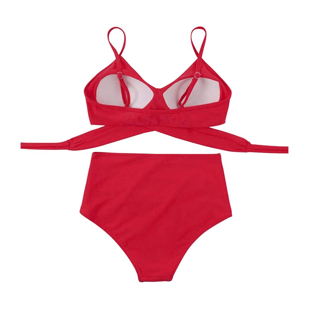 Einzigartiges Damen Bikini-Set Push-Up mit Neckholder Spitze und Schnitt - Zweiteiliges sexy Ensemble für festliche Badezeit - Tankinis-Set inklusive