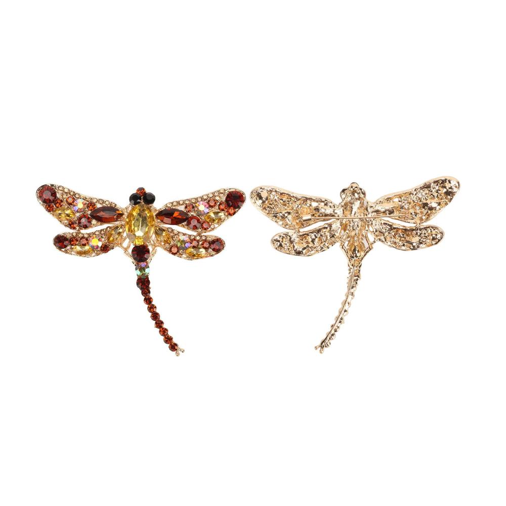 2er Pack Europäische Libellen Broschen Damen Vintage Tier Insekten Broschen Große Broschen Strass Kristall Anstecknadeln Schmuck für Frauen Mädchen