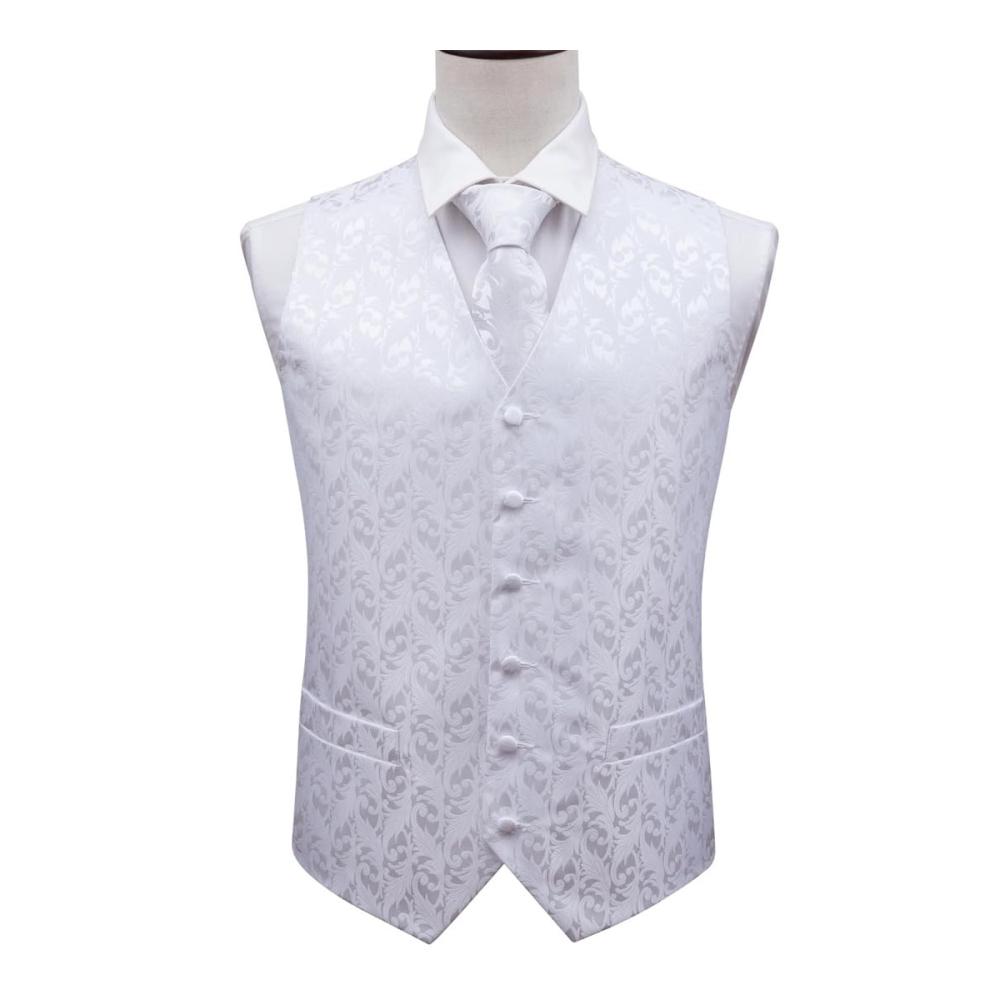 Klassische Floral Jacquard Seidenweste mit Einstecktuch - Perfekt für Party & Hochzeit! Elegant gestylt mit passender Krawatte. Exquisite Herrenmode-Set für besondere Anlässe. Jetzt zugreifen